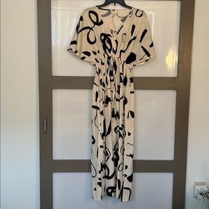 Cost Plus World Market Black and Cream Maxi Dress